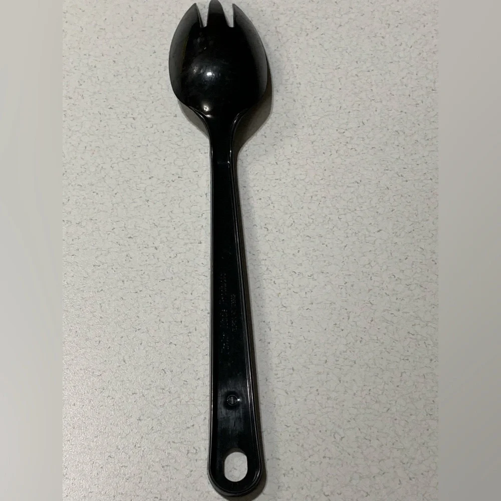 Vintage Tailor Made USA  Black Plastic / Nylon Spork Serving Spoon Fork 11.5”